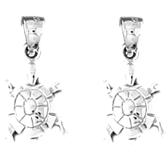 Sterling Silver 20mm Turtle Earrings