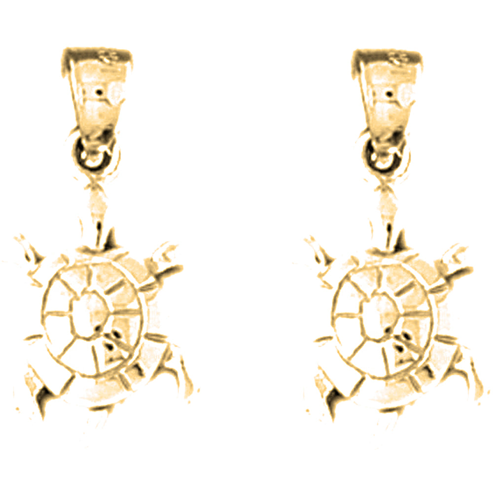 14K or 18K Gold 20mm Turtle Earrings