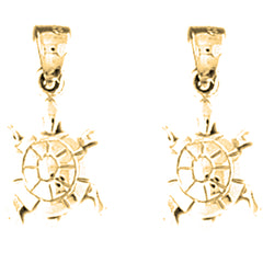 Yellow Gold-plated Silver 20mm Turtle Earrings