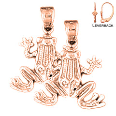 14K oder 18K Gold 22mm Frosch Ohrringe