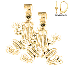 22 mm Frosch-Ohrringe aus Sterlingsilber (weiß- oder gelbvergoldet)