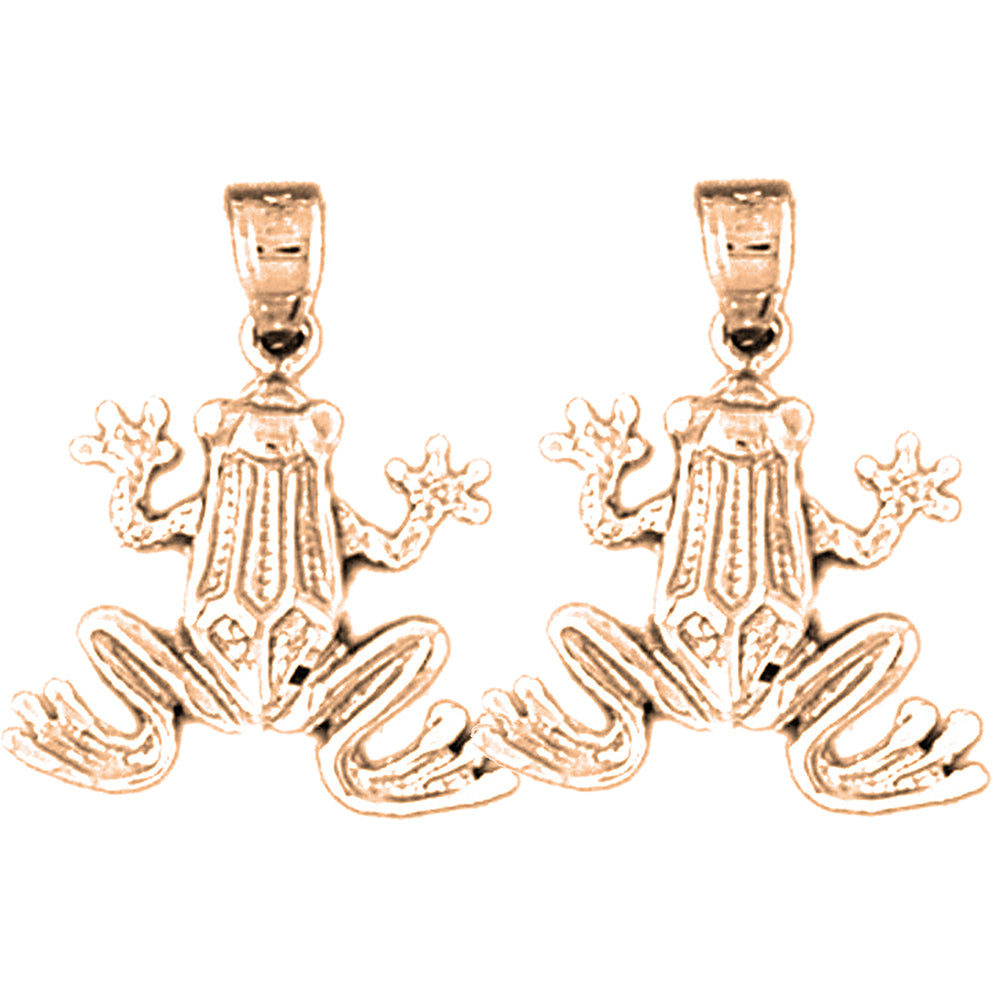14K or 18K Gold 22mm Frog Earrings