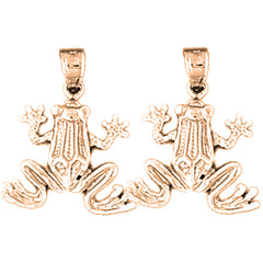 14K or 18K Gold 22mm Frog Earrings