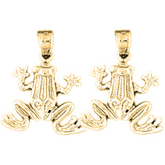 Yellow Gold-plated Silver 22mm Frog Earrings