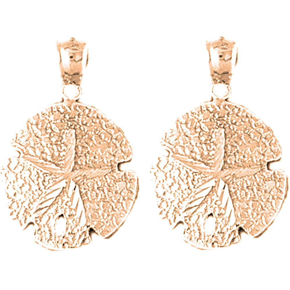 14K or 18K Gold 28mm Sand Dollar Earrings