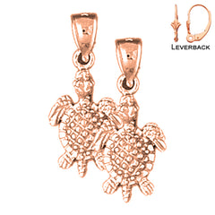 14K oder 18K Gold 24mm Schildkröten Ohrringe