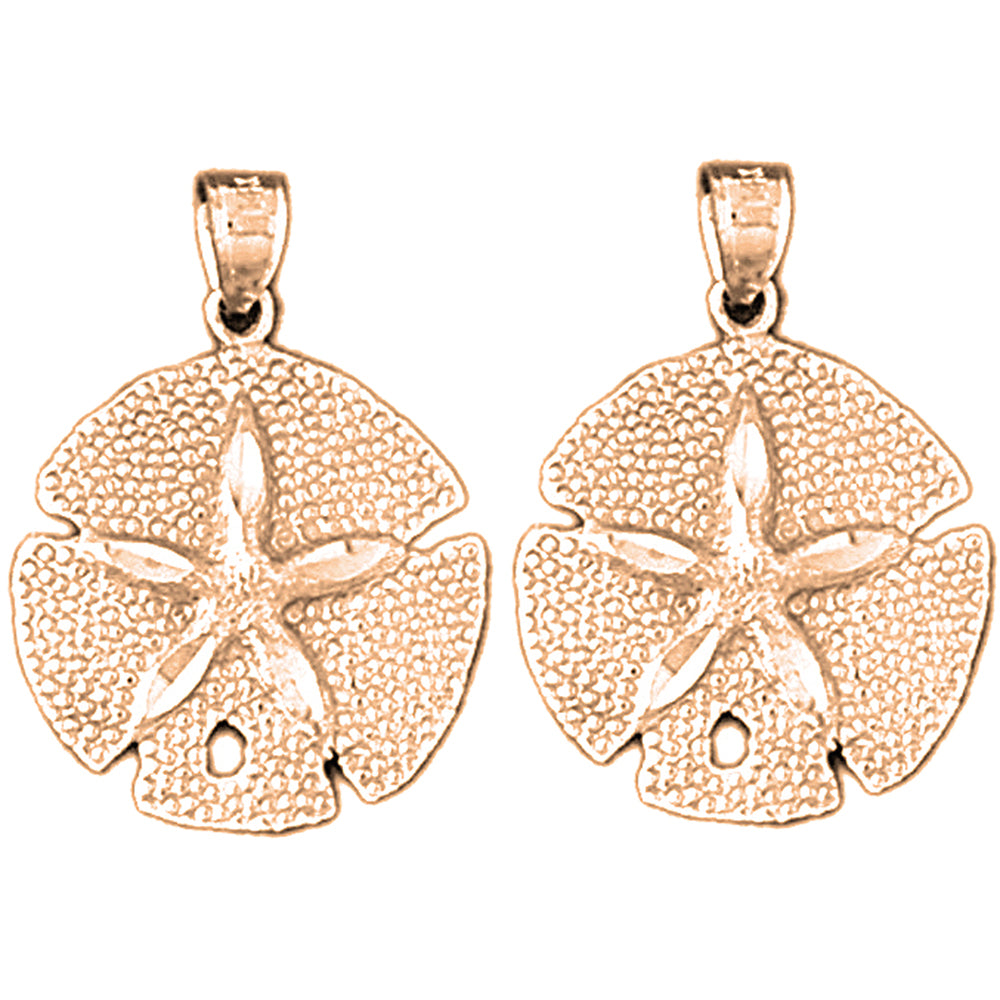 14K or 18K Gold 26mm Sand Dollar Earrings