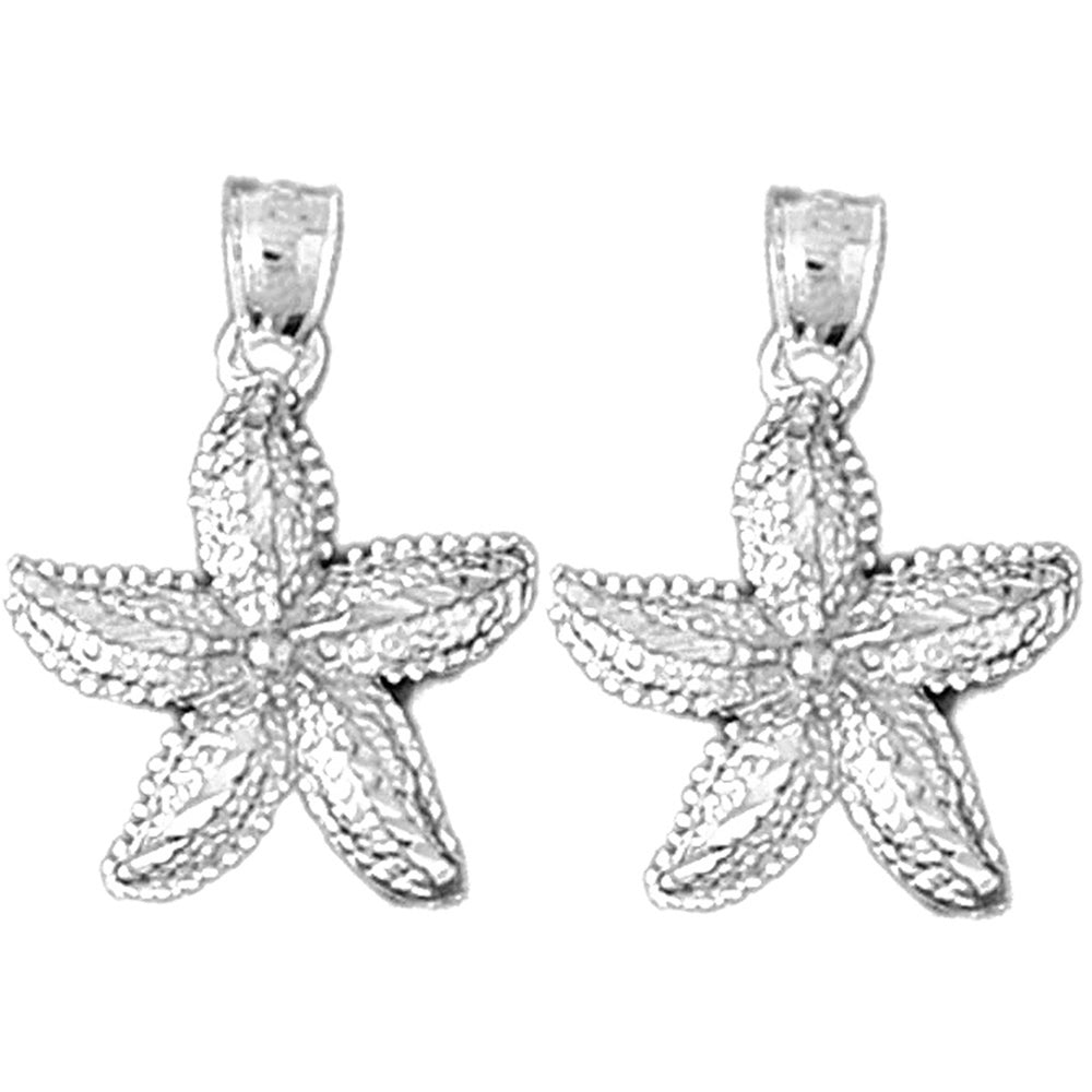 Sterling Silver 23mm Starfish Earrings