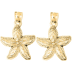 Yellow Gold-plated Silver 23mm Starfish Earrings