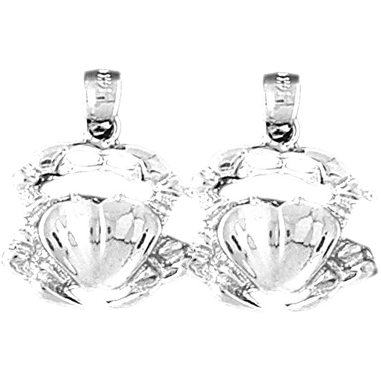Sterling Silver 22mm Crab Earrings