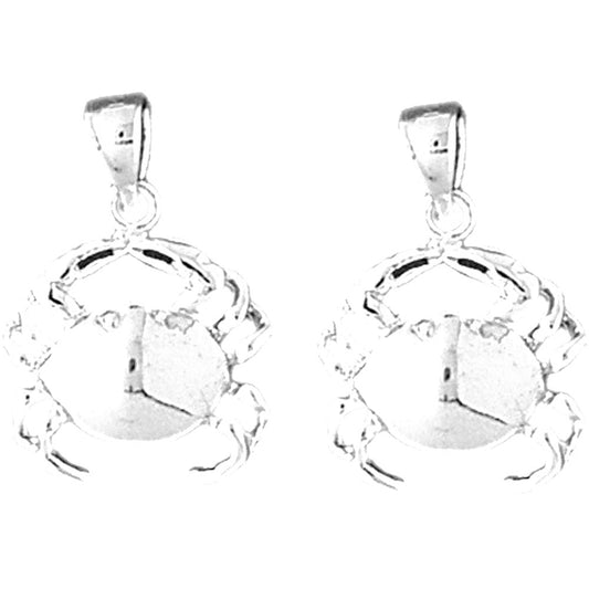 Sterling Silver 23mm Crab Earrings
