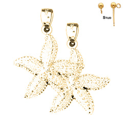 Sterling Silver 31mm Starfish Earrings (White or Yellow Gold Plated)