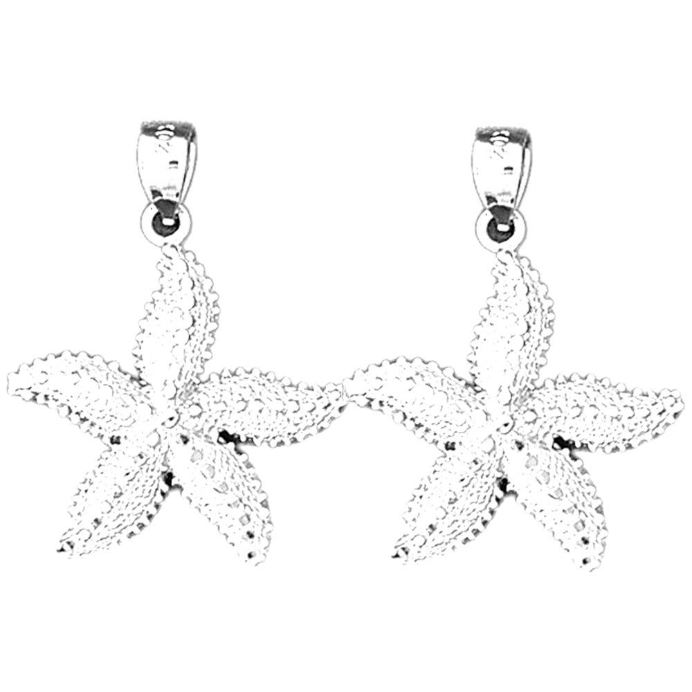 Sterling Silver 31mm Starfish Earrings