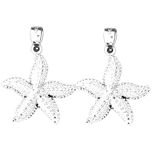 Sterling Silver 31mm Starfish Earrings