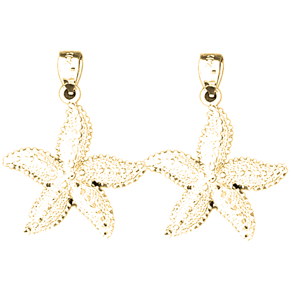 Yellow Gold-plated Silver 31mm Starfish Earrings