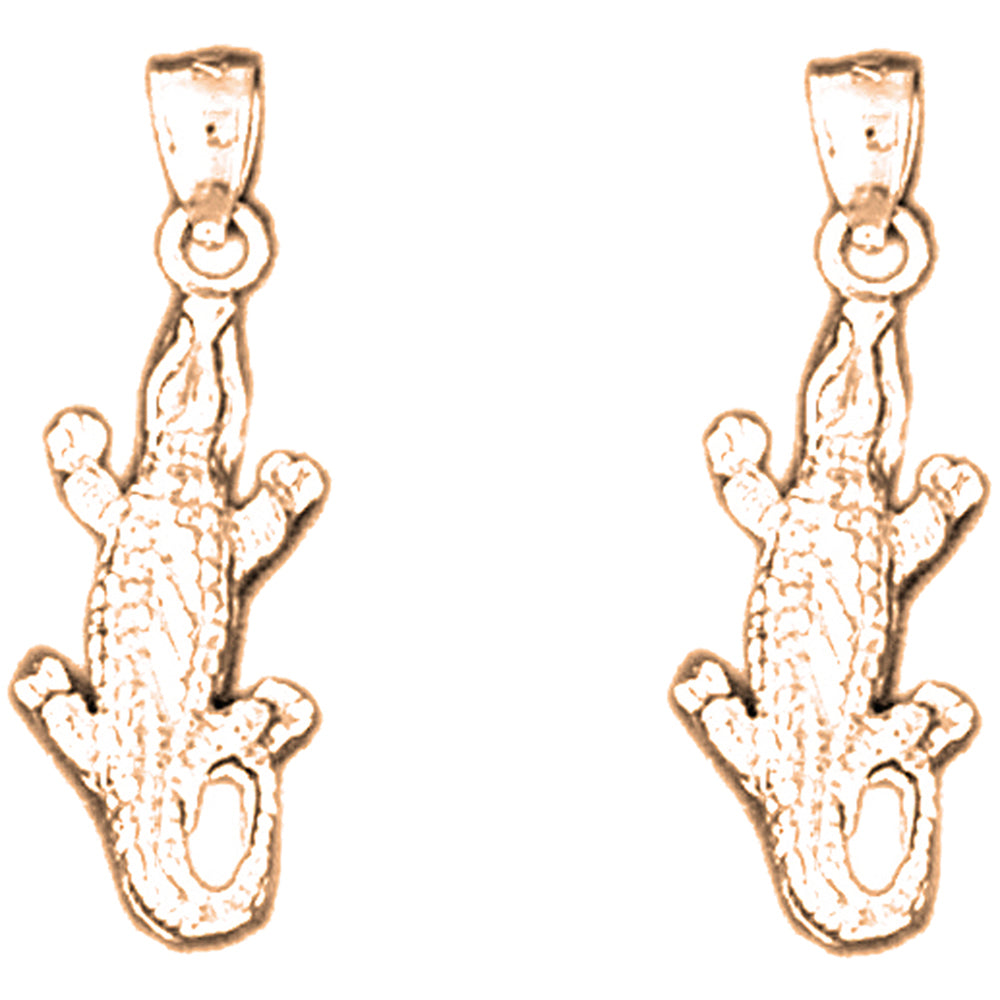 14K or 18K Gold 26mm Alligator Earrings