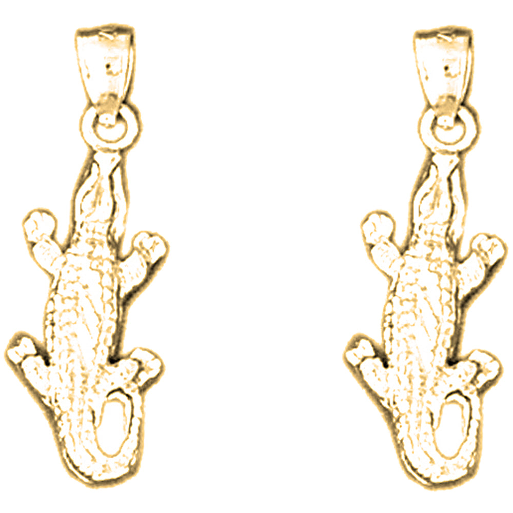 14K or 18K Gold 26mm Alligator Earrings