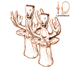 Pendientes de ciervo de 25 mm de oro de 14 quilates o 18 quilates