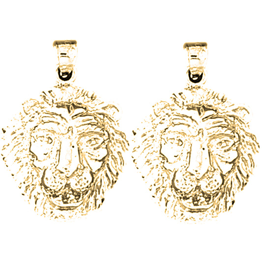 14K or 18K Gold 26mm Lion Head Earrings