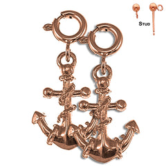 Pendientes de ancla con cuerda de oro de 14 quilates o 18 quilates de 20 mm