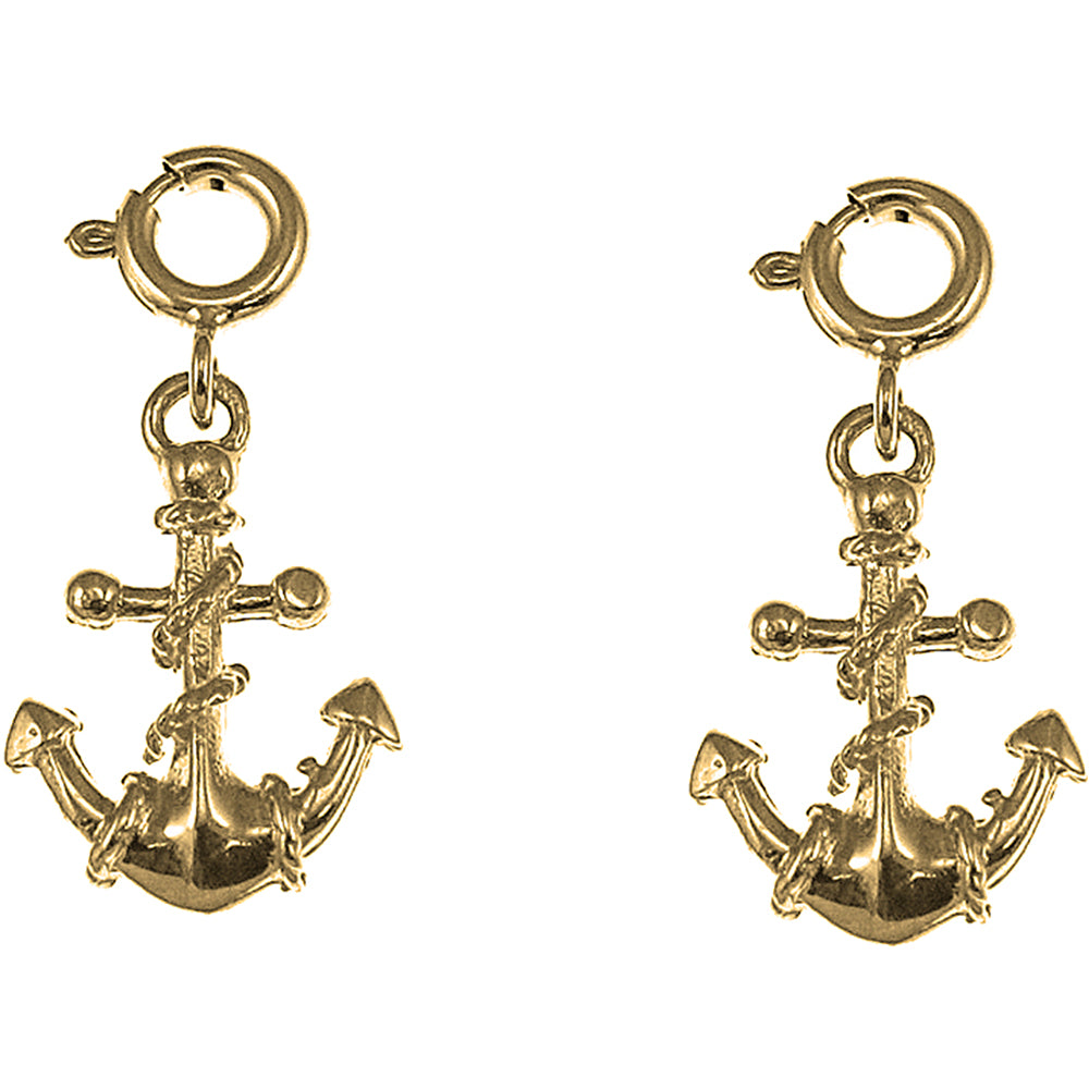 14K or 18K Gold 20mm Anchor With Rope Earrings