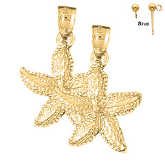 Pendientes de estrella de mar de plata de ley de 26 mm (chapados en oro blanco o amarillo)