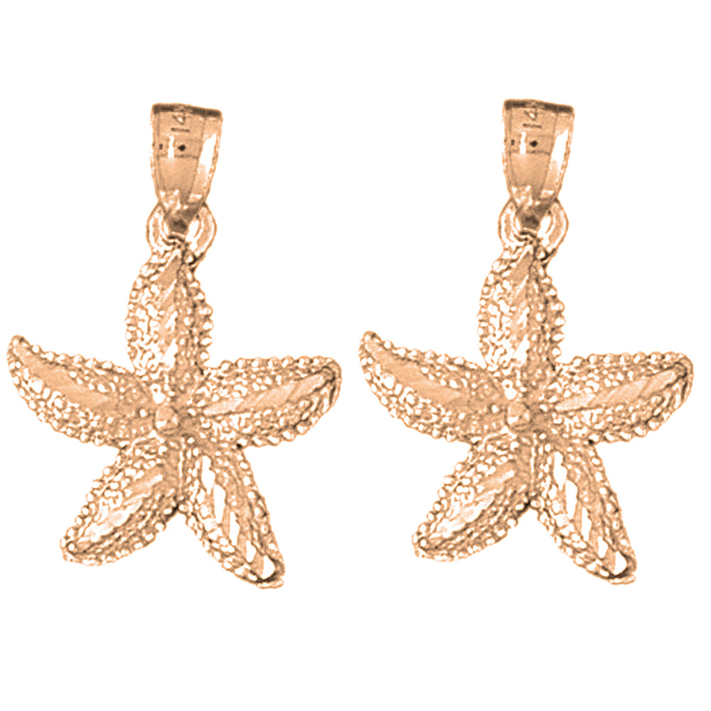 14K or 18K Gold 26mm Starfish Earrings
