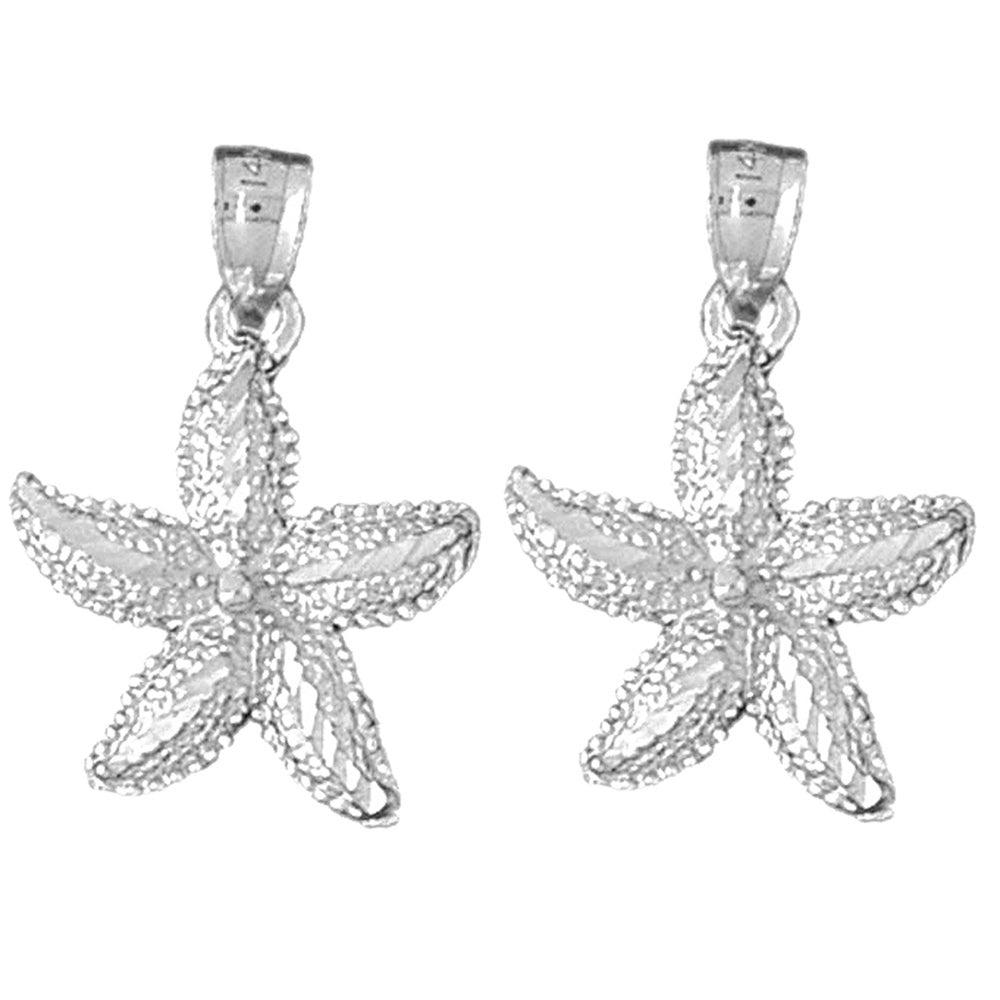 Sterling Silver 26mm Starfish Earrings