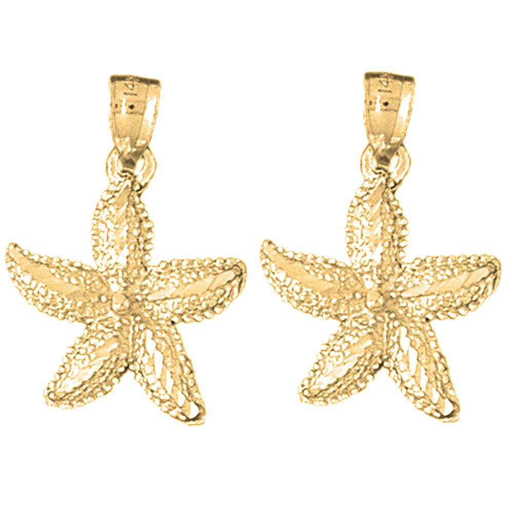 Yellow Gold-plated Silver 26mm Starfish Earrings