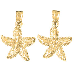 Yellow Gold-plated Silver 26mm Starfish Earrings