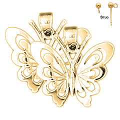 Sterling Silver 22mm Butterfly Earrings (White or Yellow Gold Plated)