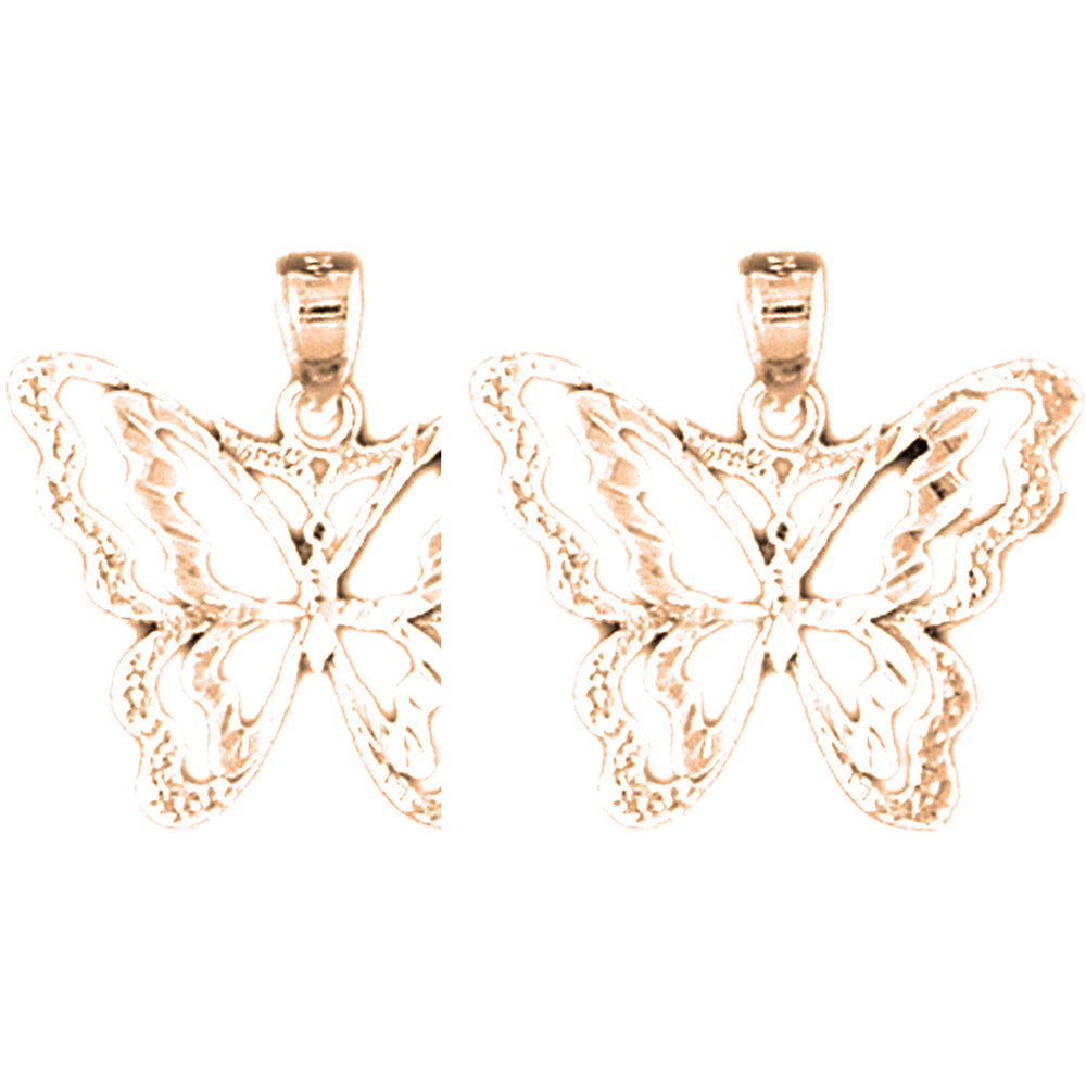 14K or 18K Gold 20mm Butterfly Earrings