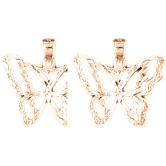 14K or 18K Gold 20mm Butterfly Earrings