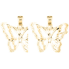 Yellow Gold-plated Silver 20mm Butterfly Earrings