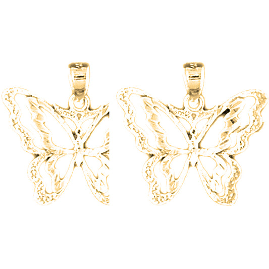 14K or 18K Gold 20mm Butterfly Earrings