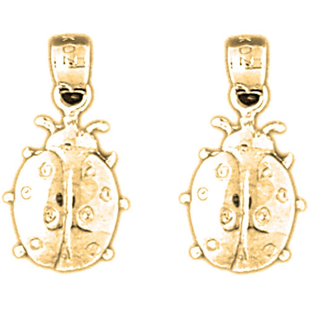 14K or 18K Gold 19mm Ladybug Earrings