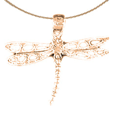 Colgante de libélula de oro de 14 quilates o 18 quilates