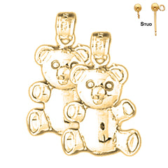 14K or 18K Gold Teddy Bear Earrings