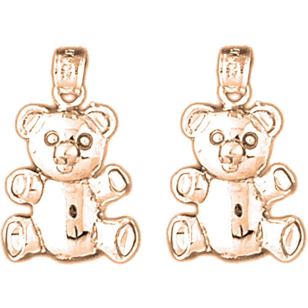 14K or 18K Gold 22mm Teddy Bear Earrings