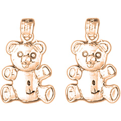 14K or 18K Gold 22mm Teddy Bear Earrings