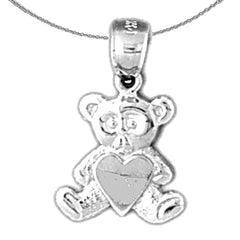 14K or 18K Gold Teddy Bear With Heart Pendant
