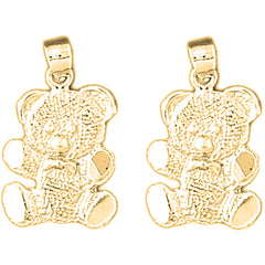 14K or 18K Gold 22mm Teddy Bear Earrings