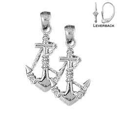 14K or 18K Gold Anchor With Rope 3D Earrings