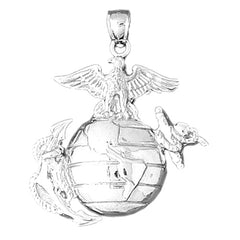 14K or 18K Gold US Marines Eagle On Earth Pendant