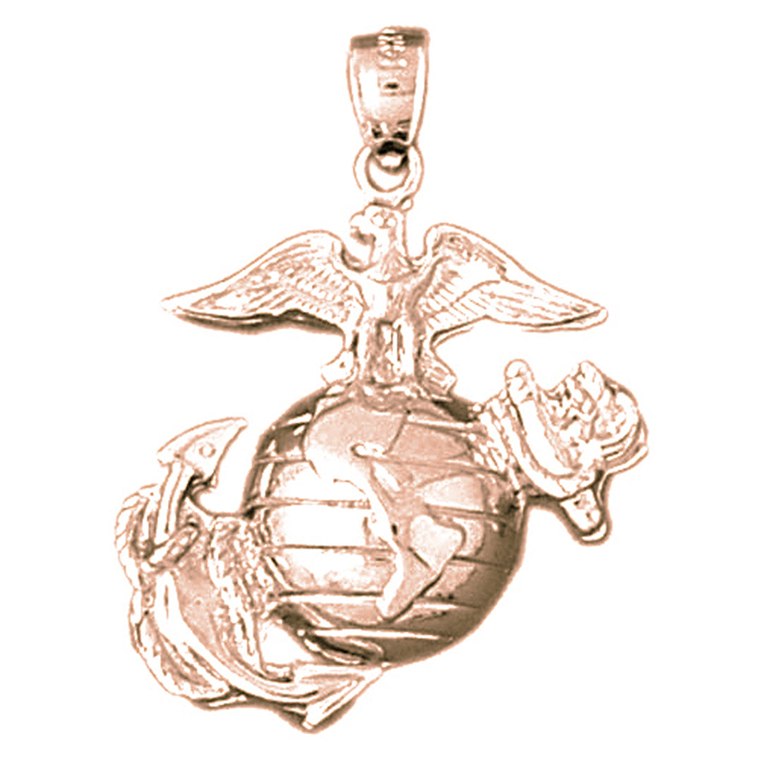 14K or 18K Gold US Marines Eagle On Earth Pendant