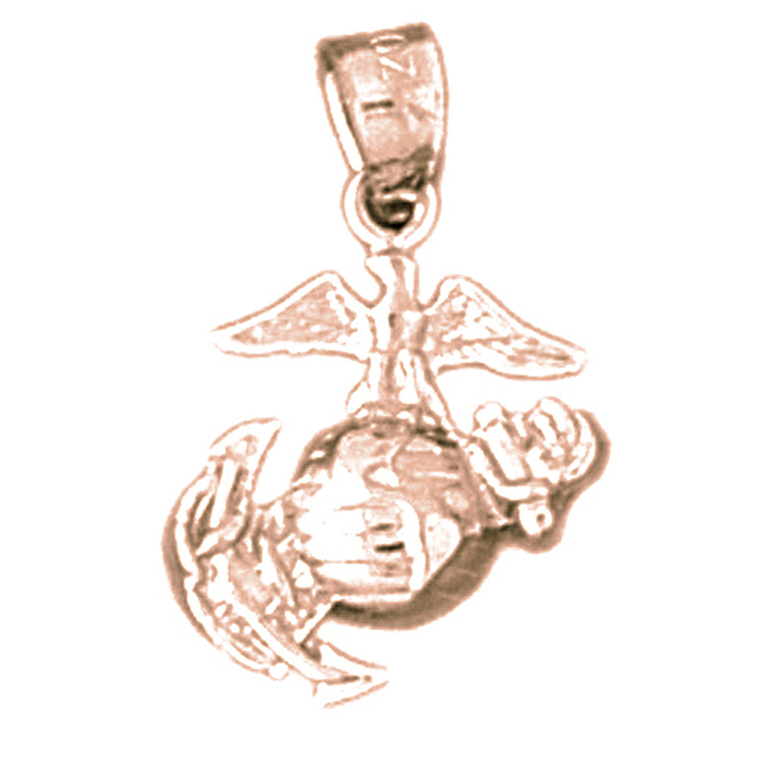 14K or 18K Gold US Marines Eagle On Earth Pendant