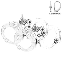 Sterling Silver 13mm Handcuff Earrings (White or Yellow Gold Plated)