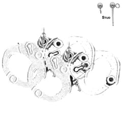 Sterling Silver 13mm Handcuff Earrings (White or Yellow Gold Plated)