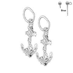 14K or 18K Gold Anchor With Rope Earrings