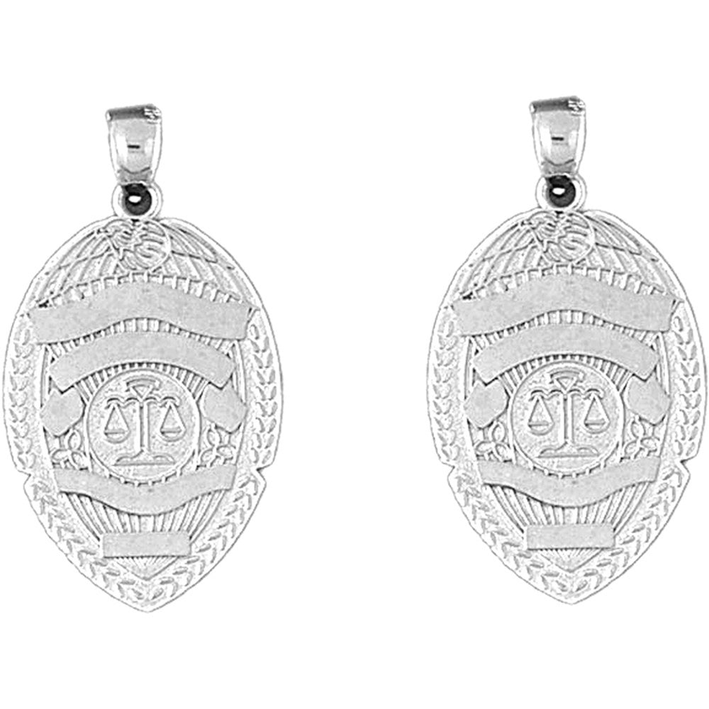 14K or 18K Gold 34mm Police Badge Earrings